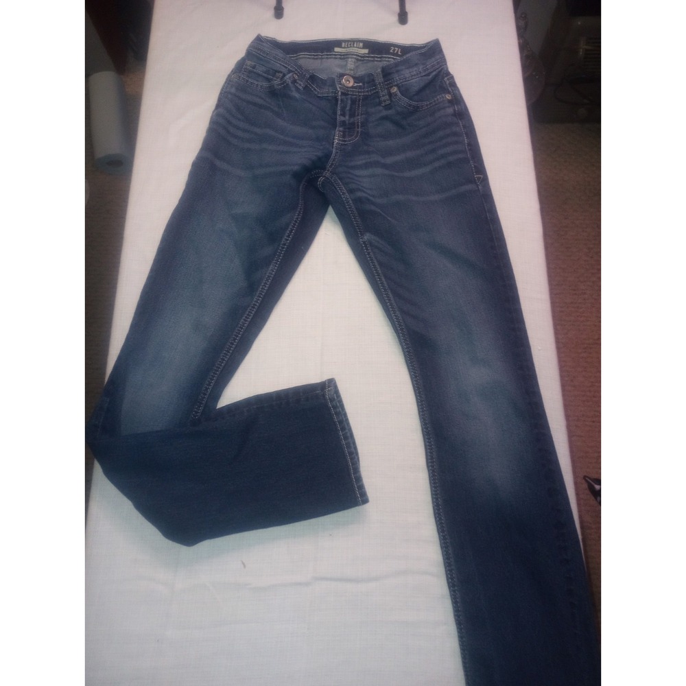 Reclaim Slim Straight 27Lx32 Dark Cotton Blend Jeans